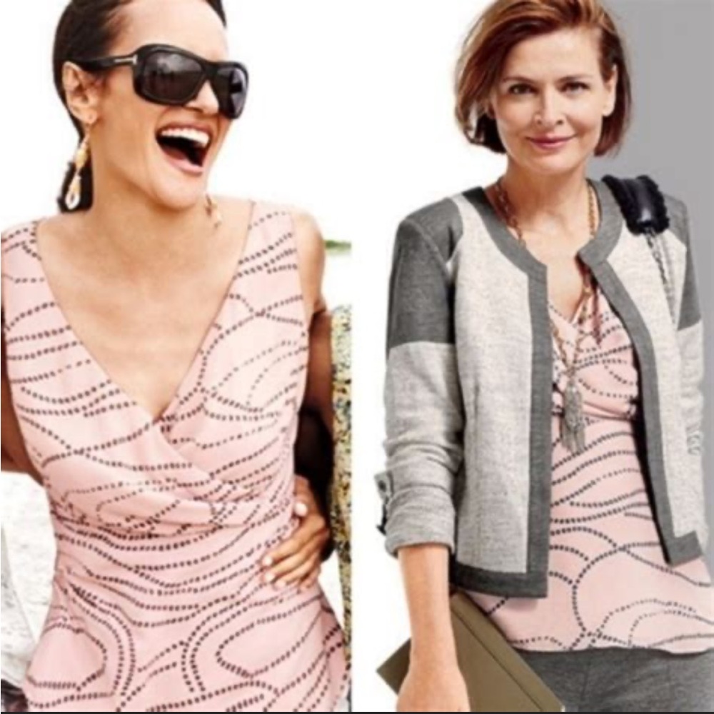 Cabi Sophia Wrap (faux) top, sz 8, sleeveless, EUC